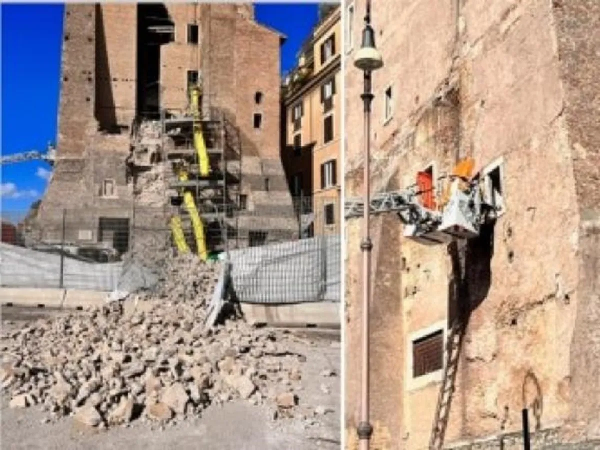 Un turn medieval din centrul Romei s-a prăbușit. Un bărbat prins sub dărâmături ar fi român