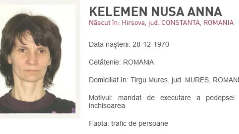 Nușa Kelemen era urmărită internațional Foto: politiaromana
