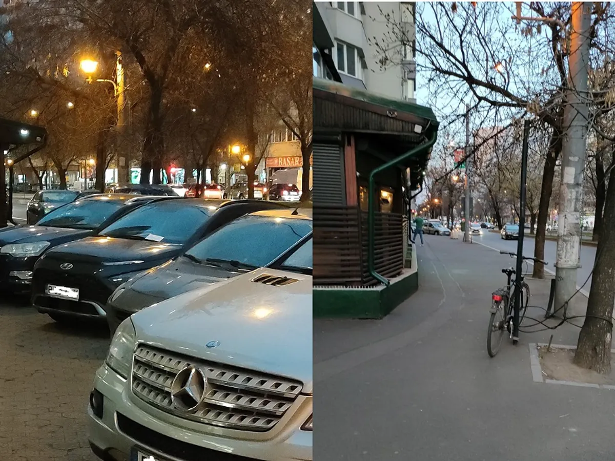 Mașini parcate pe trotuar, după o zi nu mai erau . Foto: Newsweek