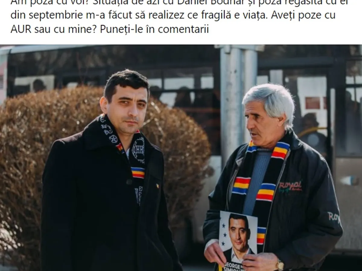Simion le-a cerut fanilor săi să posteze imagini cu el. Ultimul politician care a făcut acest lucru a fost Vlad Voiculescu. Sursa imagine: Facebook