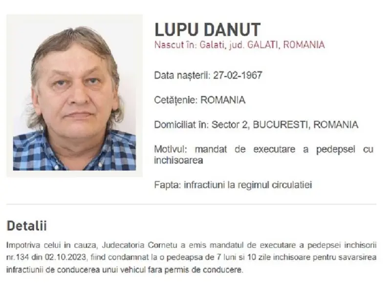 Dănuț Lupu condamnat Foto: Poliția Română