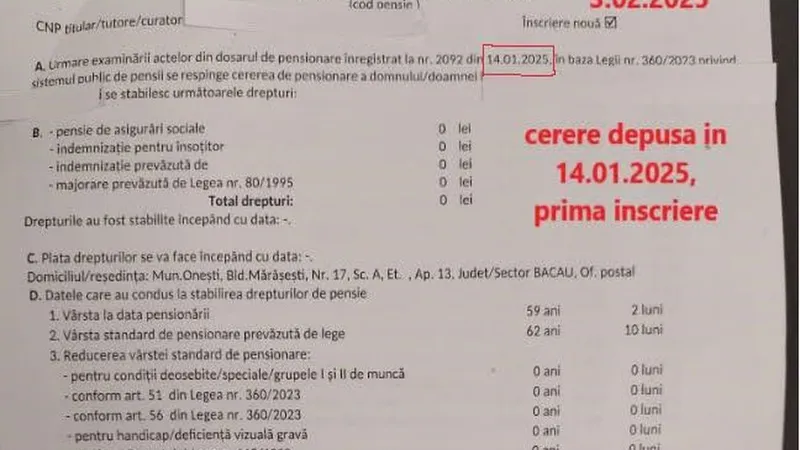 foto: Cerere depusă la casa de pensii
