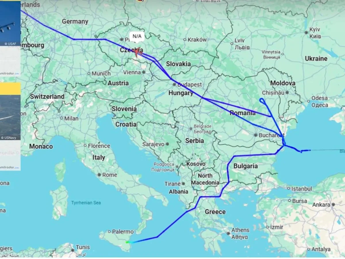 Avioanele Marinei SUA își prelungesc prezența în regiunea Mării Negre - Foto: ItaMilRadar