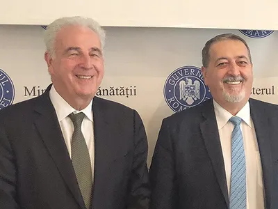 Profesorul Michel Kazatchkine, cu secretarul de stat Cristian Grasu din cadrul Ministerului Sănătății