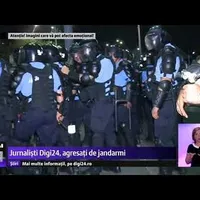 Jurnaliștii, agresați de jandarmi, deși s-au identificat Foto: Captură video Digi 24