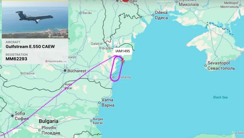 E-550 CAEW (reg. MM62293) al Forțelor Aeriene Italiene &icirc;n Marea Neagră - Foto: ItaMilRadar