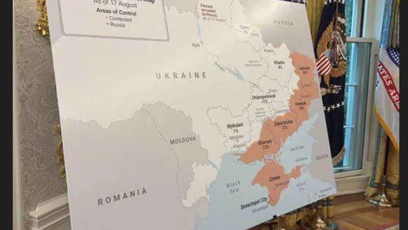 O hartă mare a Ucrainei cu înaintarea liniei de front a Rusiei a fost instalată în Biroul Oval - Foto: X/@front_ukrainian