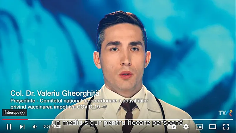 Dr. Valeriu Gheorghiță, în primul clip al campaniei de vaccinare, explicând, în termeni medicali, de ce oamenii ar trebui să se imunizeze