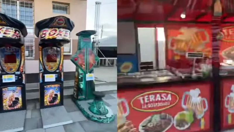 Aparate de box, terasa cu mici și bere, amplasate la intrarea unui sediu de poliție din Gorj. Reacția localnicilor: "Circ și panaramă"