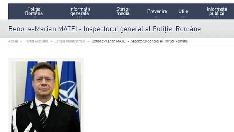 Șeful Poliției Române nu are nici CV-ul și nici declarația de avere publicate pe site-ul oficial Foto: politiaromana.ro