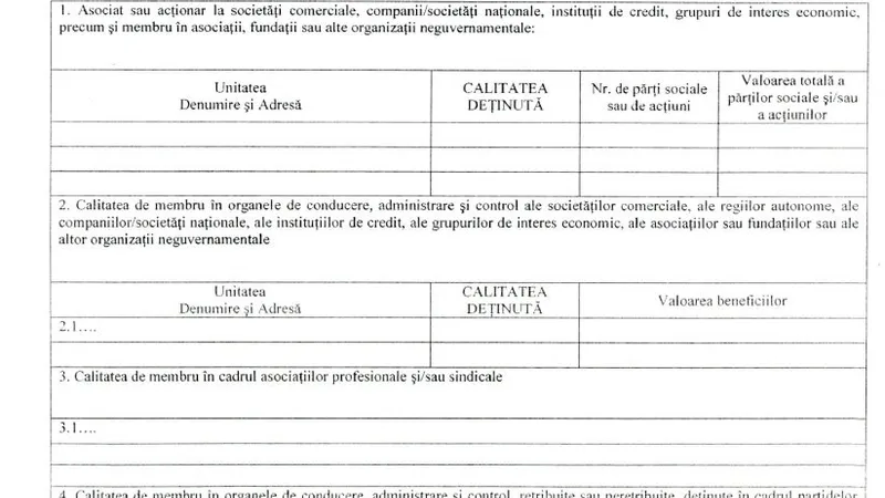 Declarația de interese a lui Florinel Butnaru, din anul 2018, pe site-ul ANI.