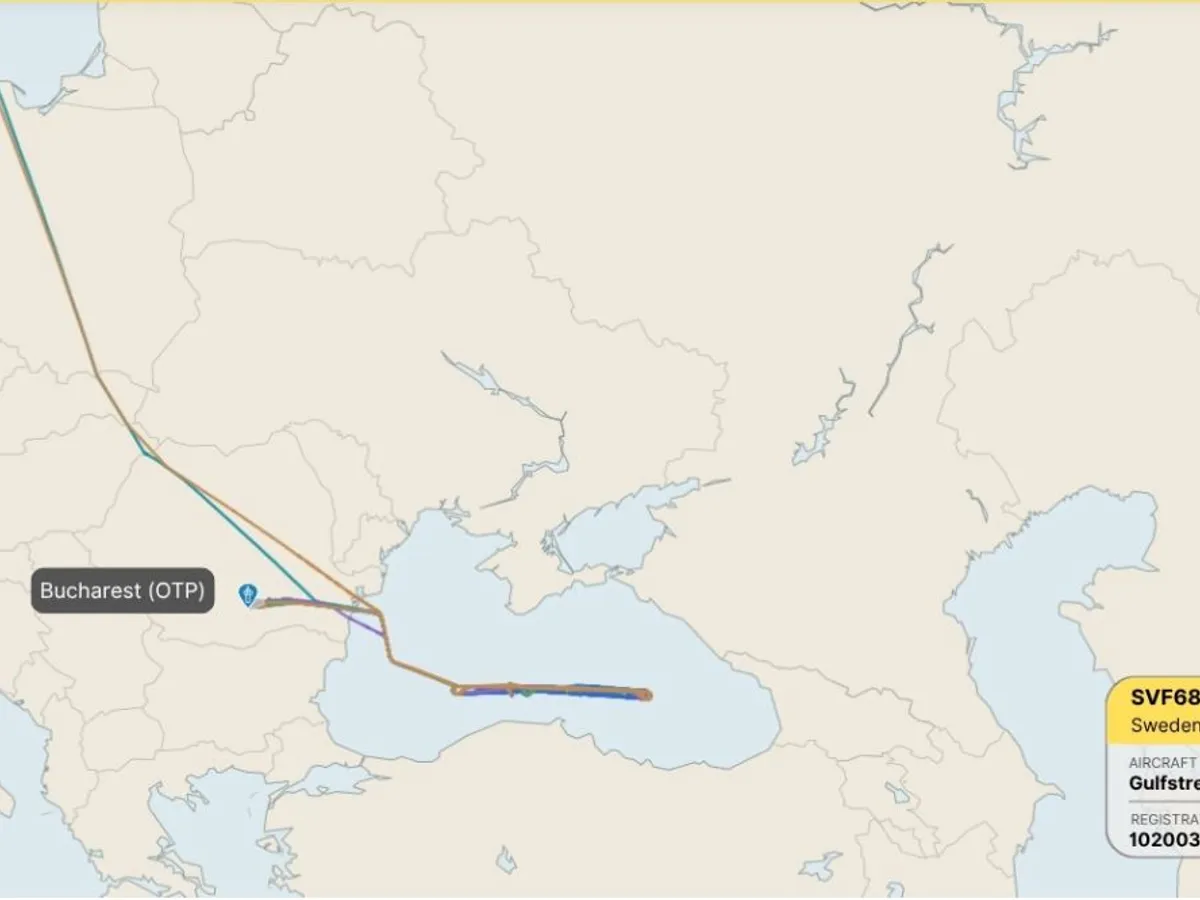 Avionul Gulfstream S102B Korpen și-a stabilit punctul de operare la București - Foto: FlightRadar