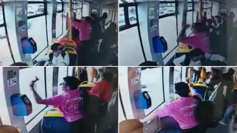 Un călător înfierbântat și-a făcut „aer condiționat” în tramvai. A spart un geam cu ciocanul. - Foto: dobrogea.tv