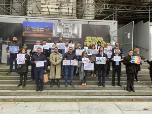 Protestul magistraților români, la Bruxelles: FOTO: Cristi Danileț/Facebook