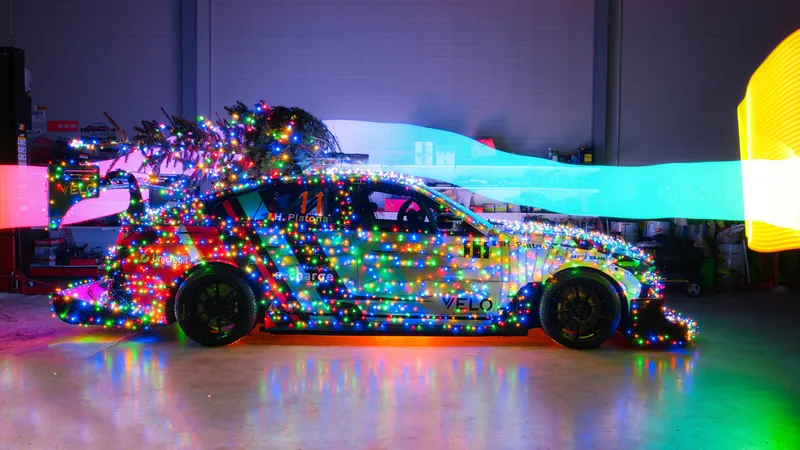 Primul BMW i4 de curse, dezvoltat 100% în România, transformat în sania lui Moș Crăciun - Foto: Flavius Croitoru