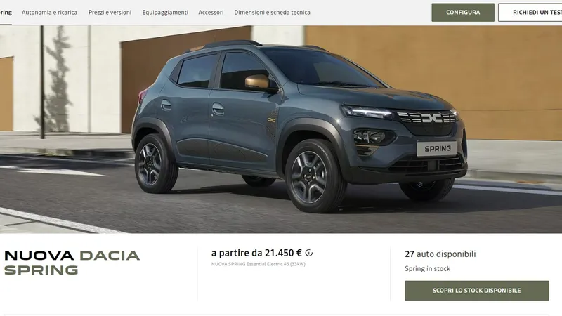 Dacia Spring costă 20.800 € în România, 22.750 € în Germania, 21.450 € în Italia. În China, 7.900 € - Foto: captură ecran