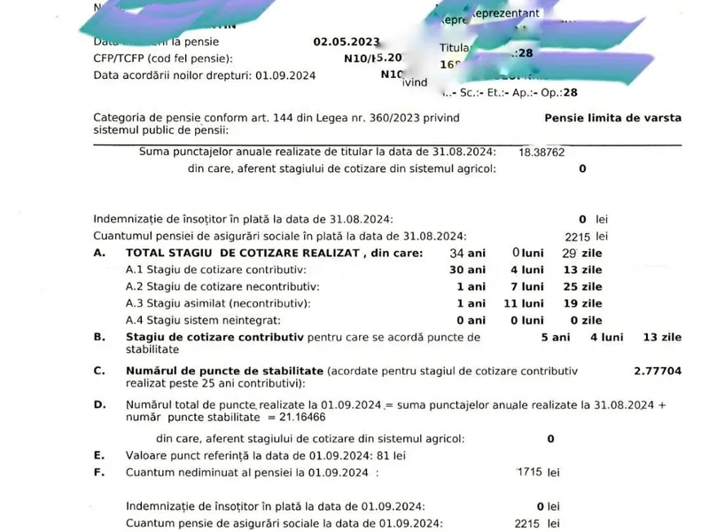 Foto: captură decizie pensionar