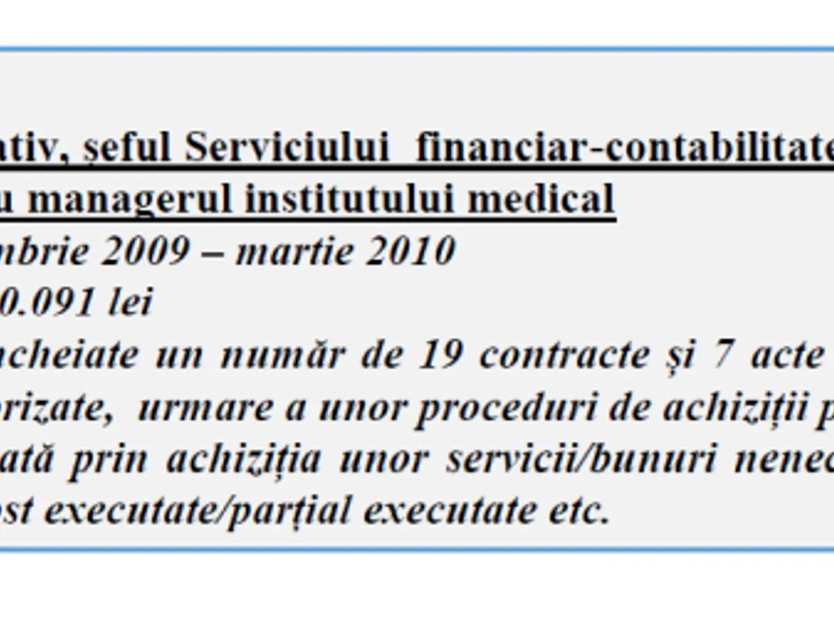 Exemplu de corupție din raportul DNA