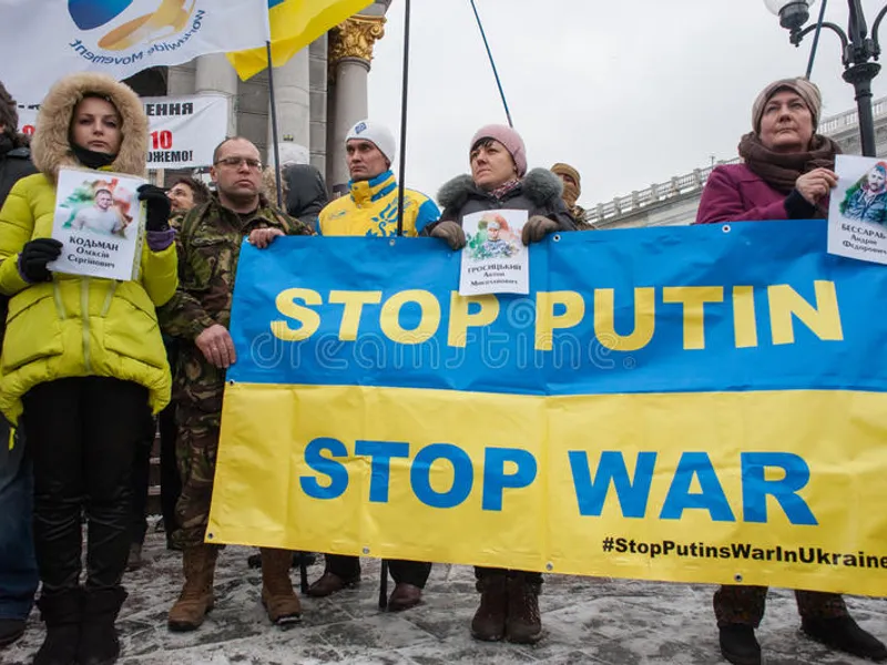 Asociația „21 Decembrie 1989” protestează împotriva războiului din Ucraina, în 3 aprilie 2022/FOTO: dreamstime