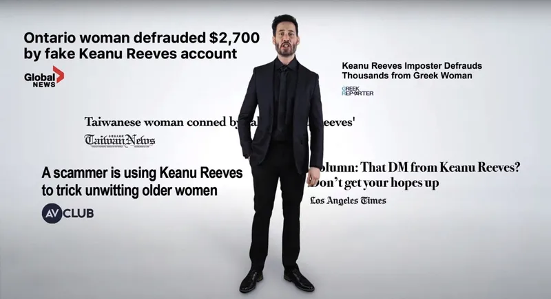Un Keanu Reeves creat prin tehnologia deepfake este vedeta unei noi campanii antifraudă care avertizează cu privire la &icirc;nșelătoriile online - Foto: Profimedia Images