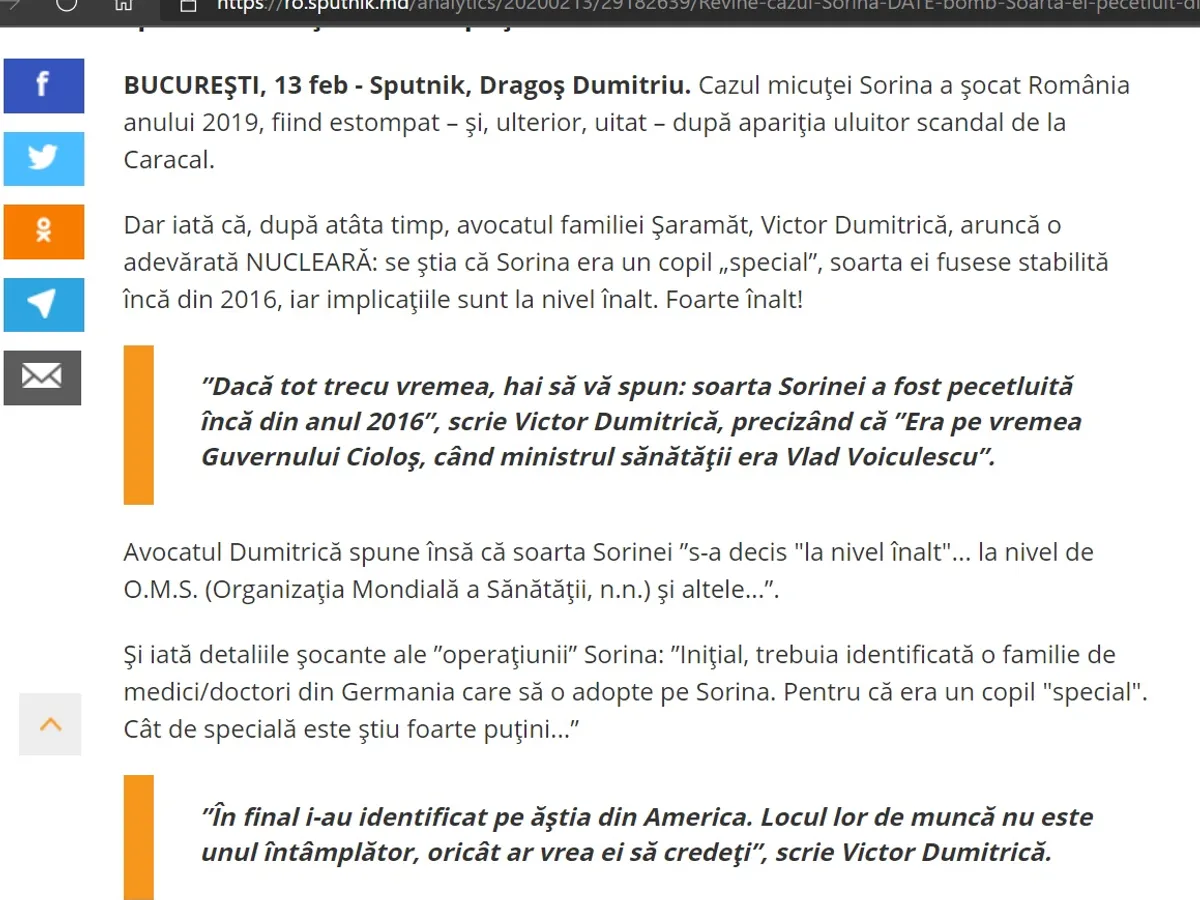 Unul dintre grupurile în care sunt promovate aceleași teorii ale conspirației în cazul Sorinei.