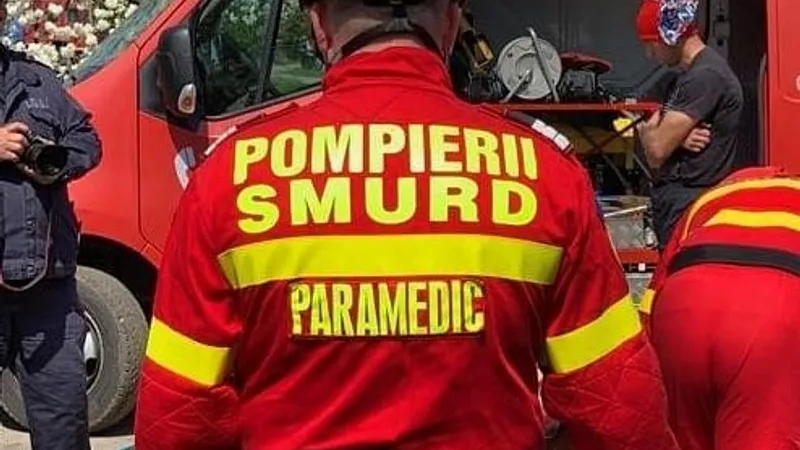 Opt persoane au fost rănite după ce un microbuz a fost lovit de un tren, la Urișor/FOTO: Facebook/SMURD