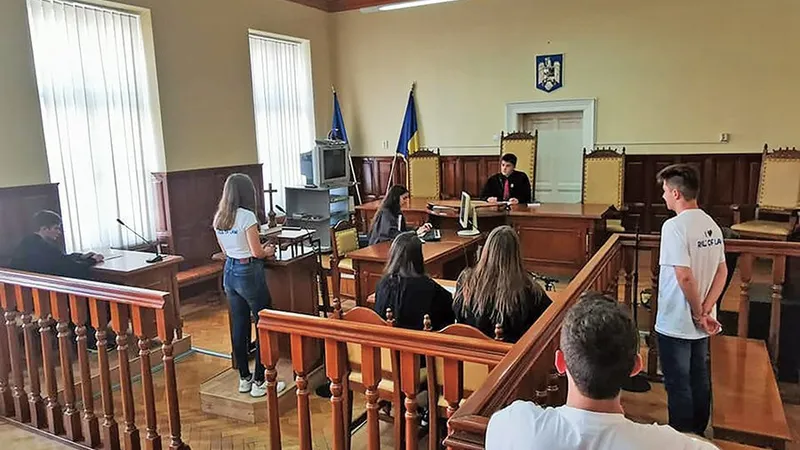 INIȚIATIVĂ Elevi care învață Educație Juridică, în timpul unui proces simulat la una dintre instanțele din țară