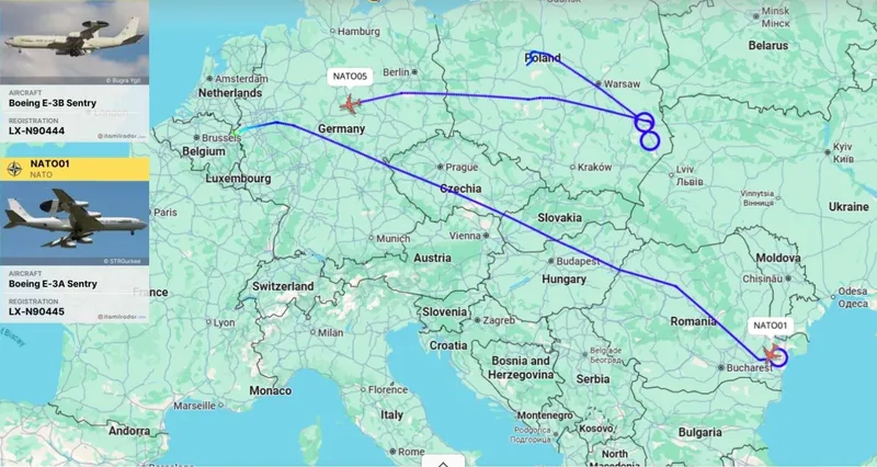 Sisteme AWACS ale NATO își consolidează supravegherea la Marea Neagră - Foto: ItaMilRadar