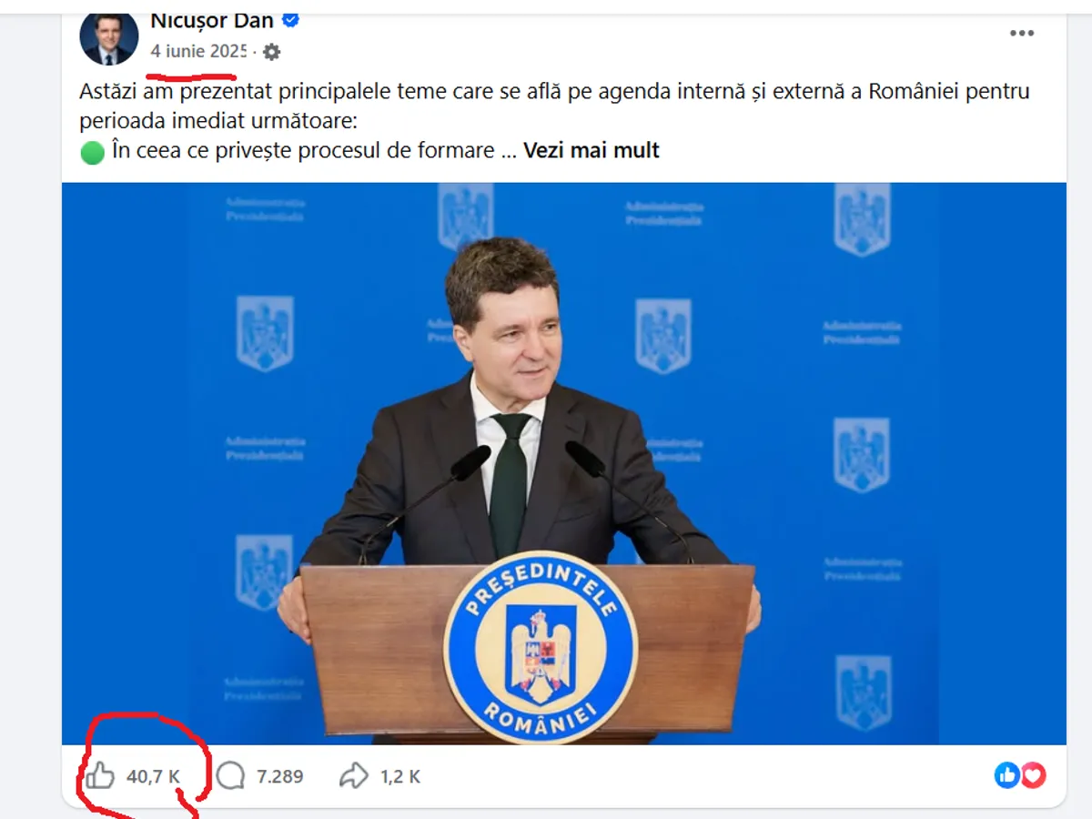 Postare Nicușor Dan - Foto: FB
