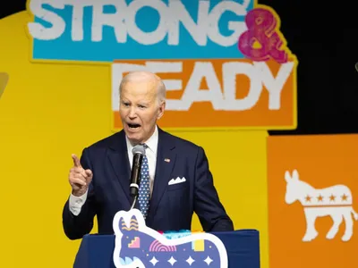 Joe Biden, la Omaha, criticându-l pe Donald Trump - Foto: Profimedia Images