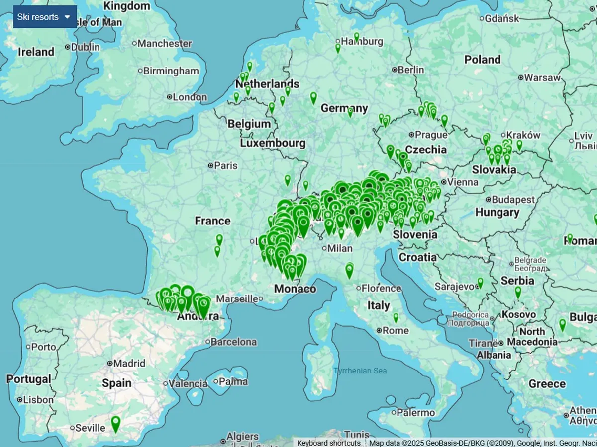 Puține stațiuni de schi din Europa sunt deschise în proporție de 80-100% în decembrie 2025 - Foto: captură ecran