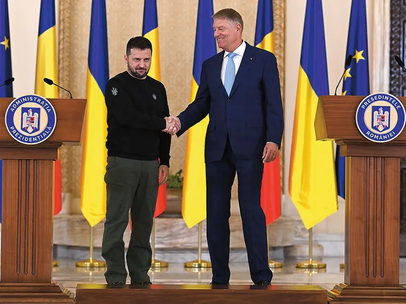 Volodimir Zelenski și Klaus Iohannis la Palatul Cotroceni, în decembrie 2023 - Foto: INQUAM PHOTOS/ Eduard Vînătoru