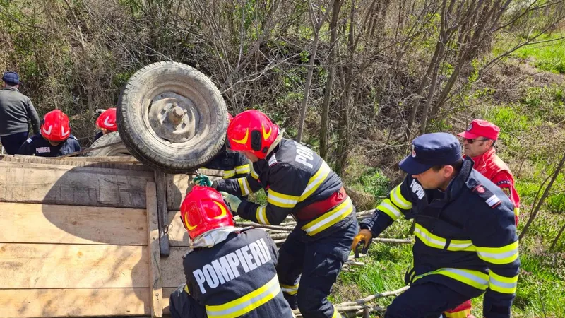 Un bărbat a murit după ce a fost strivit de propria căruță. Aceasta era plină cu lemne - Foto: ISU Ialomița