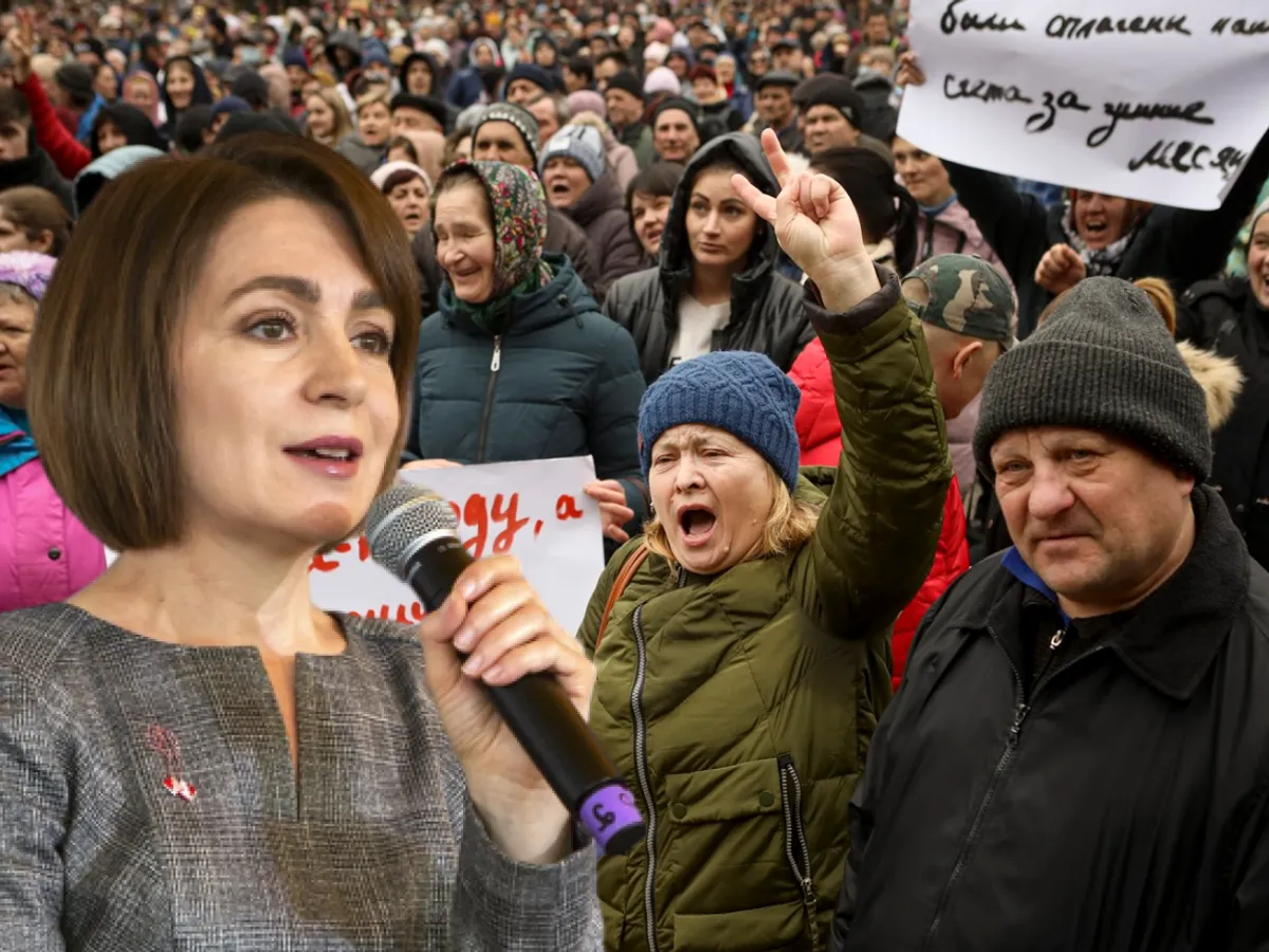 Proteste anti-românești declanșate de prorușii din Moldova în timpul viziei Maiei Sandu în Găzăuzia - Foto: Profimedia images