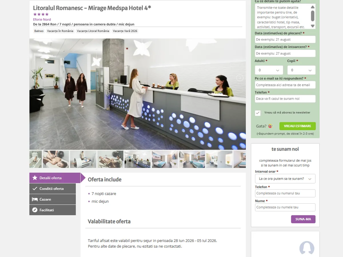 Ofertă la Mirage Medspa Hotel Eforie Nord - Foto: captură ecran
