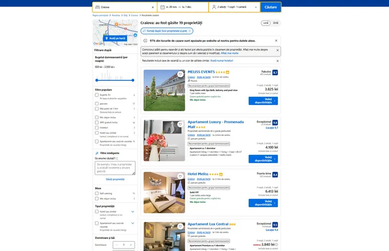 Cazare 1 Decembrie 2025 CraiovaFoto: captură Booking.com