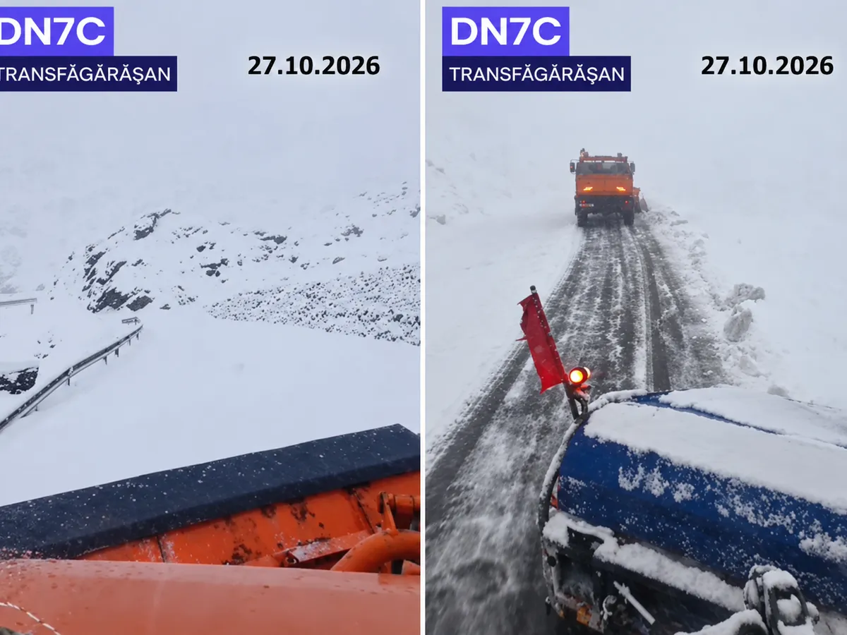 Utilaje de deszăpezire pe Transfăgărășan - Foto: DRDP Brașov