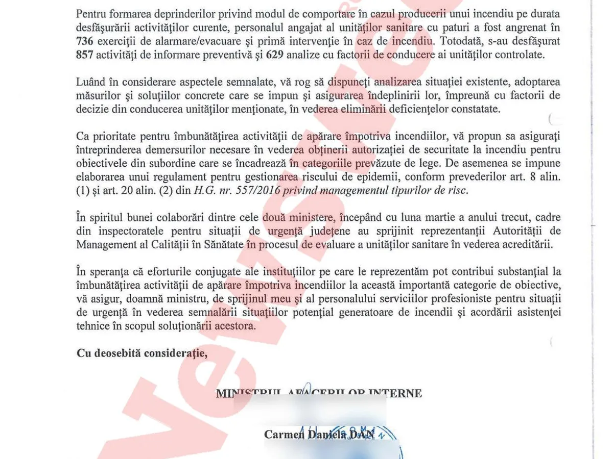 Raportul IGSU către Sorina Pintea