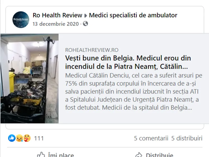 Postarea medicului Flavia Groșan Foto: Facebook