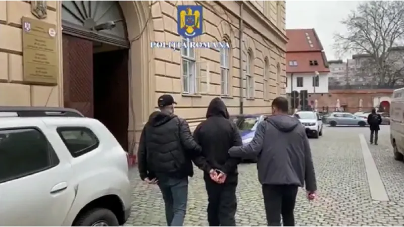 Suspect dus la audieri FOTO: Captură video/Poliția Română