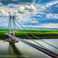 Podul suspendat peste Dunăre - Foto: Facebook/ Scrioșteanu