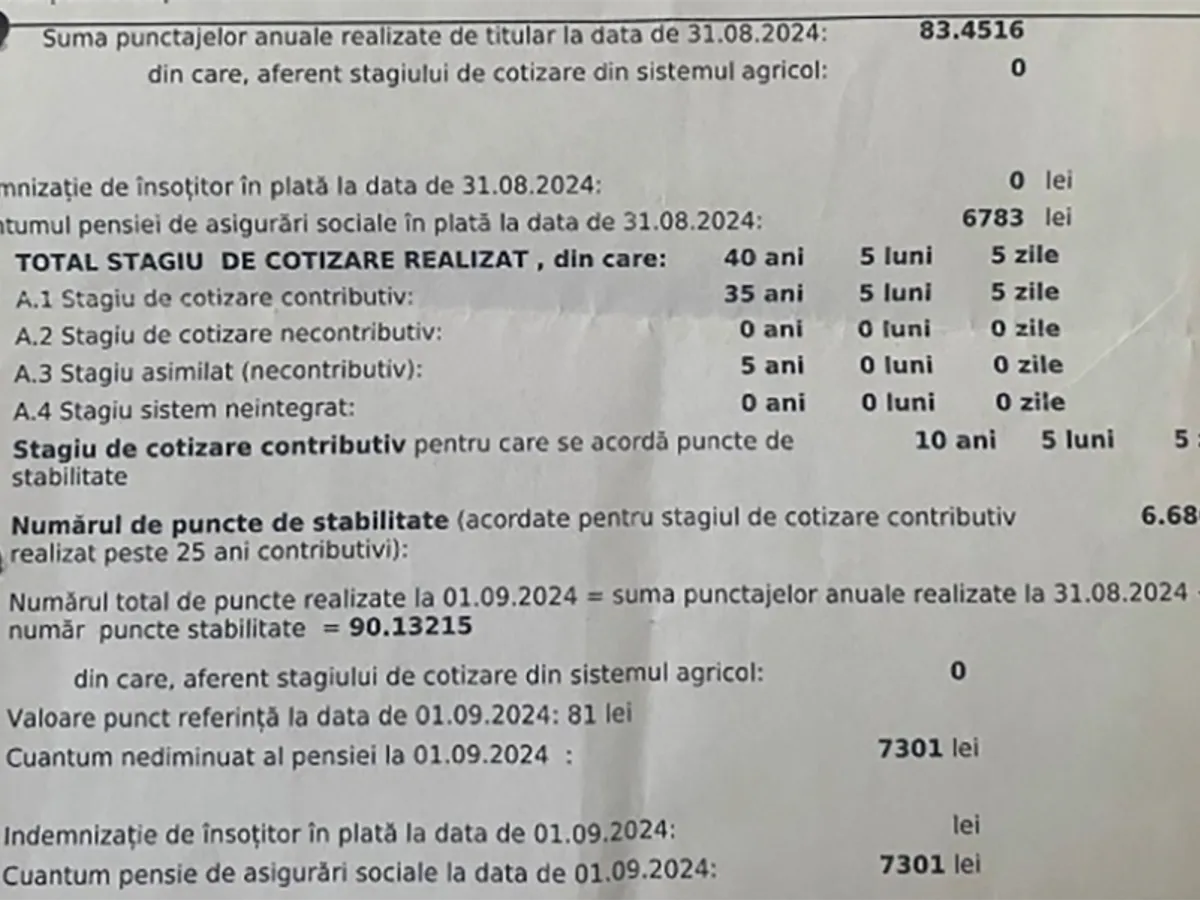 Decizie de recalculare - Foto: Facebook
