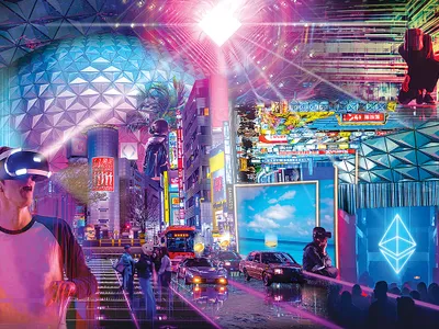 „Metaverse“-ul este o lume virtuală în care utilizatorii, prin
avatarurile lor, trăiesc, se joacă şi studiază
într-o lume distopică cu ajutorul dispozitivelor haptice și de realitate virtuală
