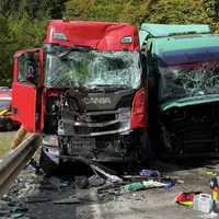 Un camion cu lemne și un TIR s-au izbit frontal DN 15B. / Foto: infotraficromania.ro