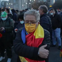 Ion Rădoi, la Piața Victoriei, la protestul anti măsuri de restricție la care au participat George Simion și Diana Șoșoacă. Foto Inquam Photos/Octav Ganea