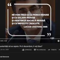 Captură video din spotul de campanie al PSD, la care face referire comunicatul Băncii Naționale a României. Sursa: YouTube