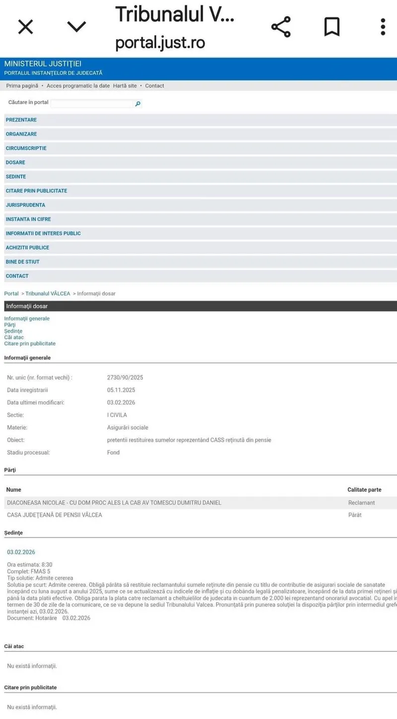 Dosar instanță CASS