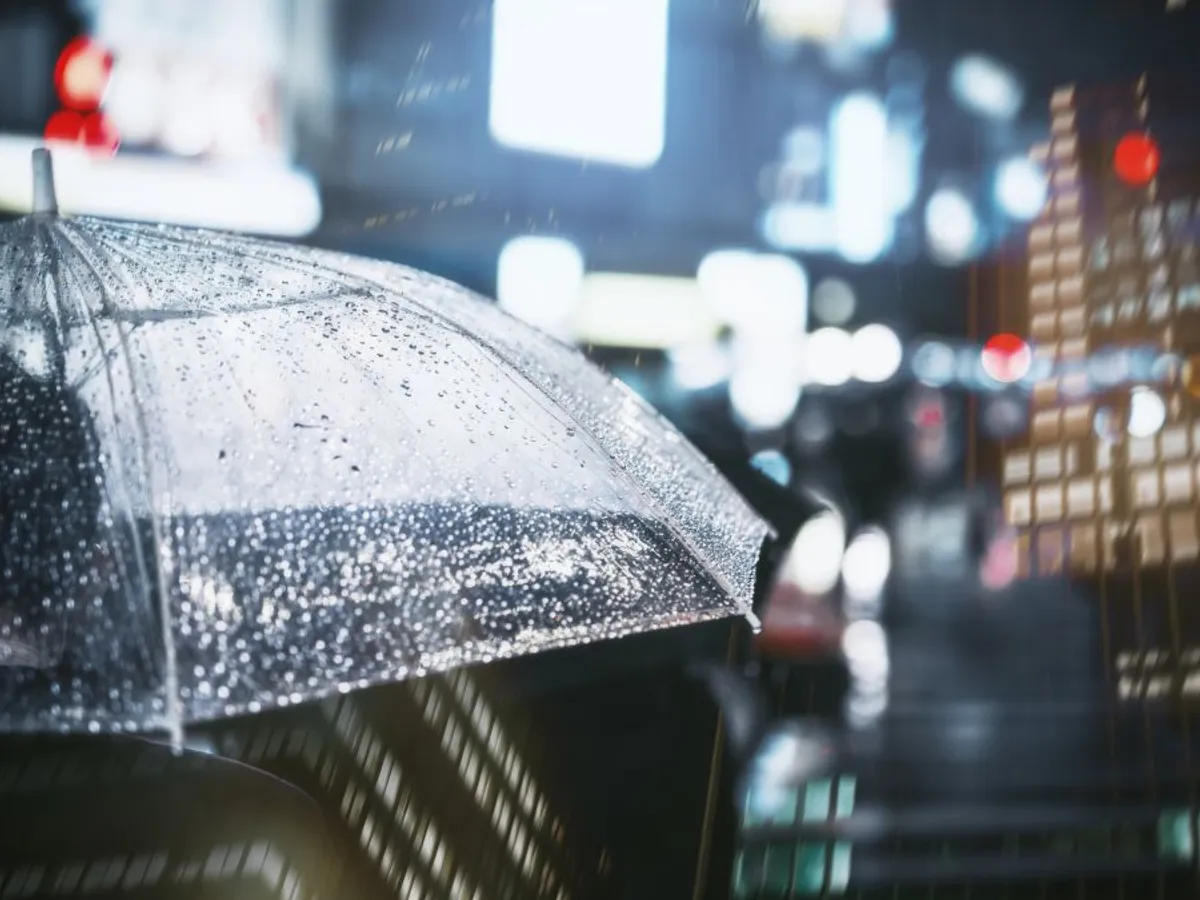 Umbrelă, noaptea, în oraş, pe ploaie - Foto: Freepik/RawPixel
