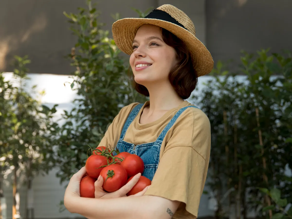 Femeie care ține roșii în brațe - Foto: Freepik (Imagine cu rol ilustrativ)