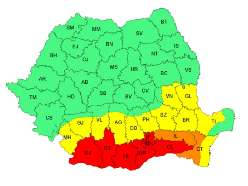 Meteo. Alertă cod roșu de caniculă în București și 6 județe. Temperaturi de 41 de grade - Foto: Meteoromania.ro